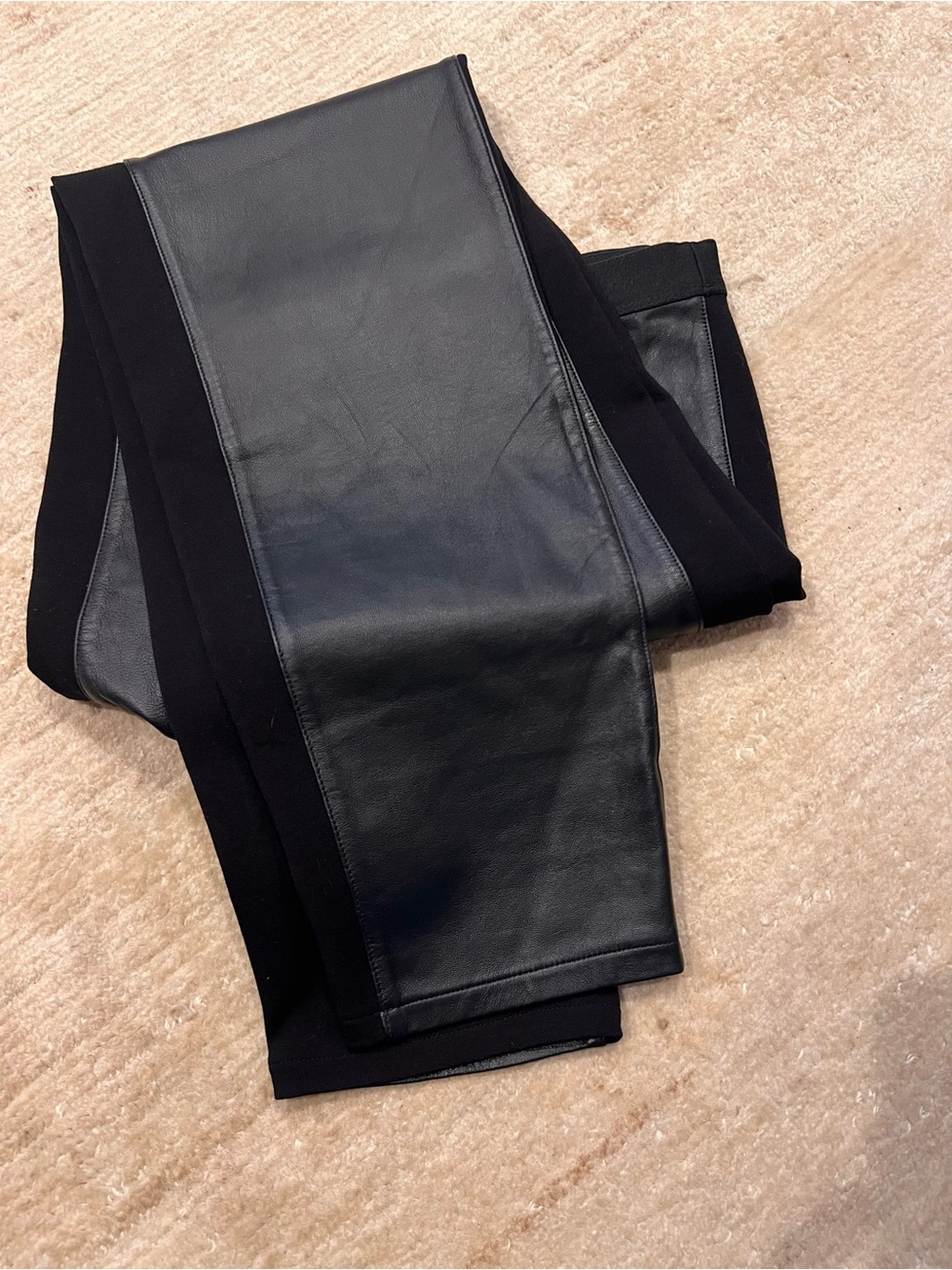 Eileen Fisher Black Leather Stretch Leggings - Picture 5 of 6
